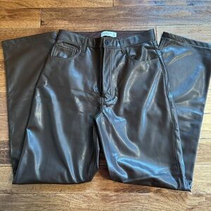 Abercrombie & Fitch Chocolate Faux Leather Trousers